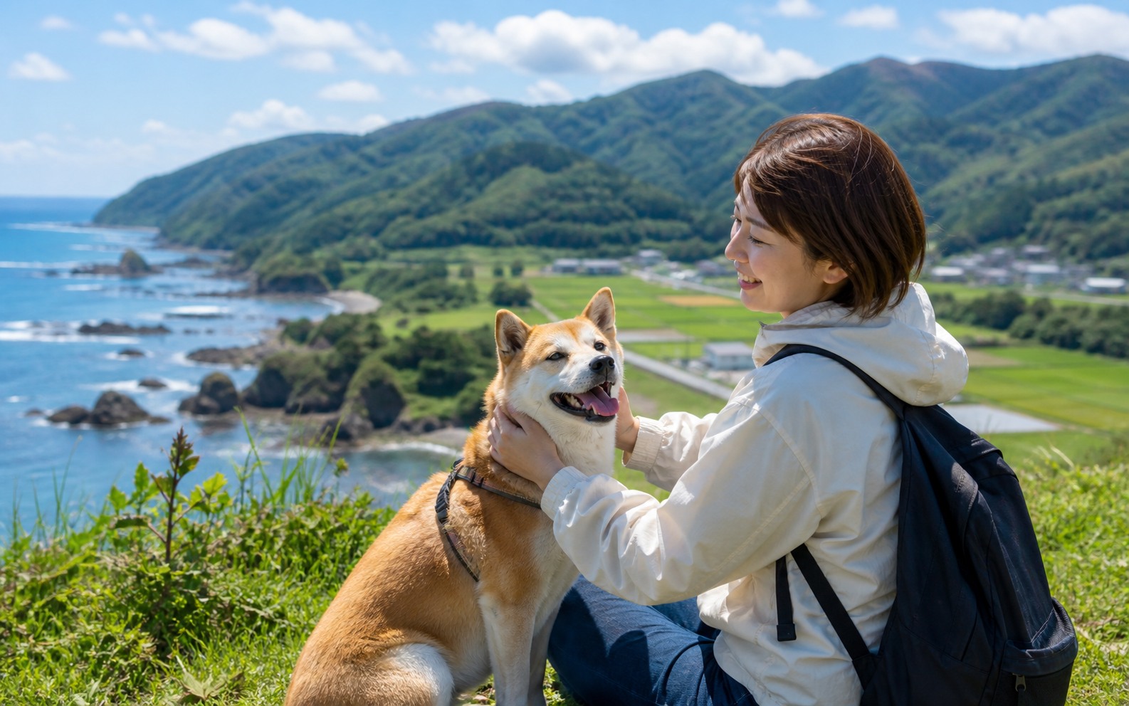 秋田県を犬と旅する旅行イメージ