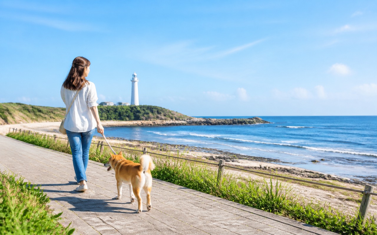 千葉県の海沿いを犬と巡る旅行イメージ