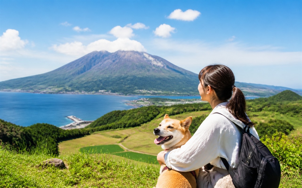 鹿児島県を犬と旅する旅行イメージ